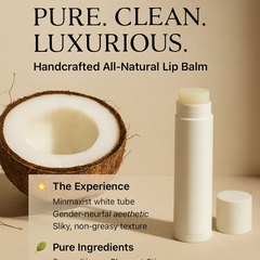 Handcrafted All‑Natural Lip Balm Coconut Oil Beeswax Unscented 4 Pack